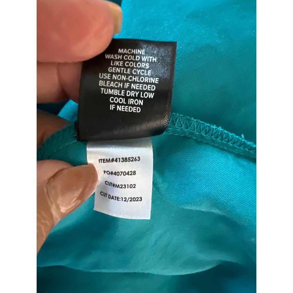 Torrid Mini Challis Cold Shoulder Trapeze Dress Size 2X Teal Pockets NWT - Picture 6 of 6